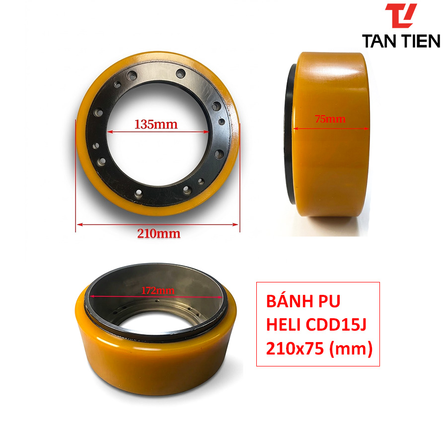 Bánh PU 210x75 xe nâng Heli CDD15J