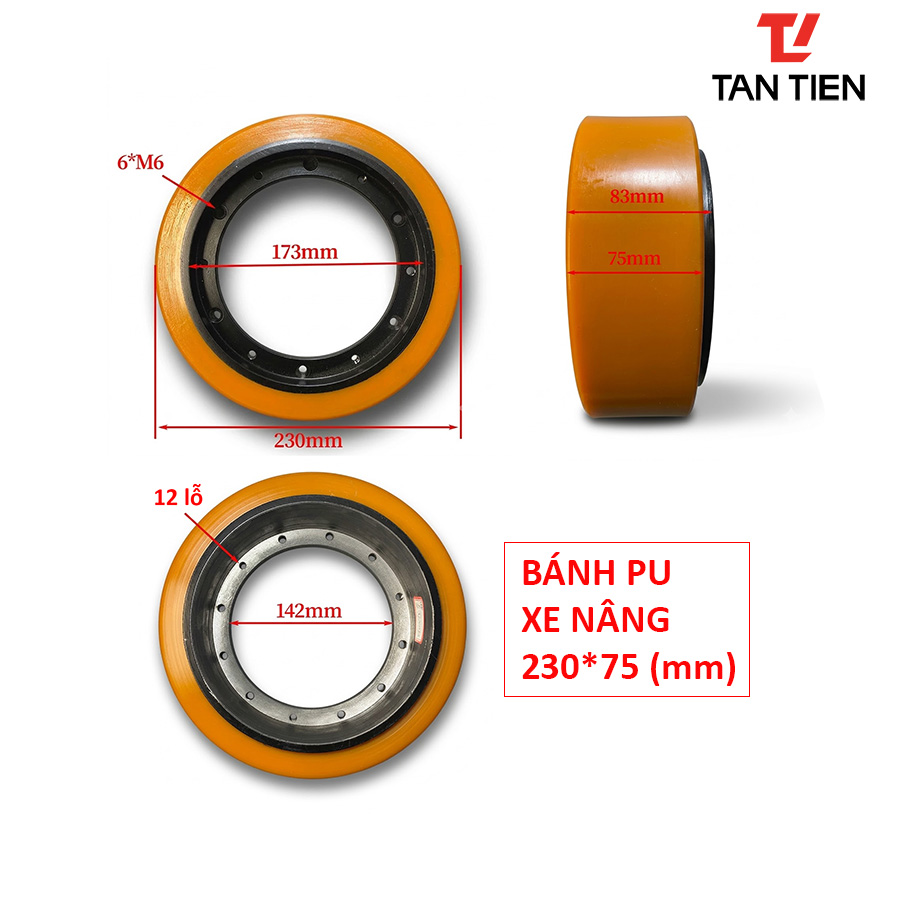 Bánh PU xe nâng EP 230x75