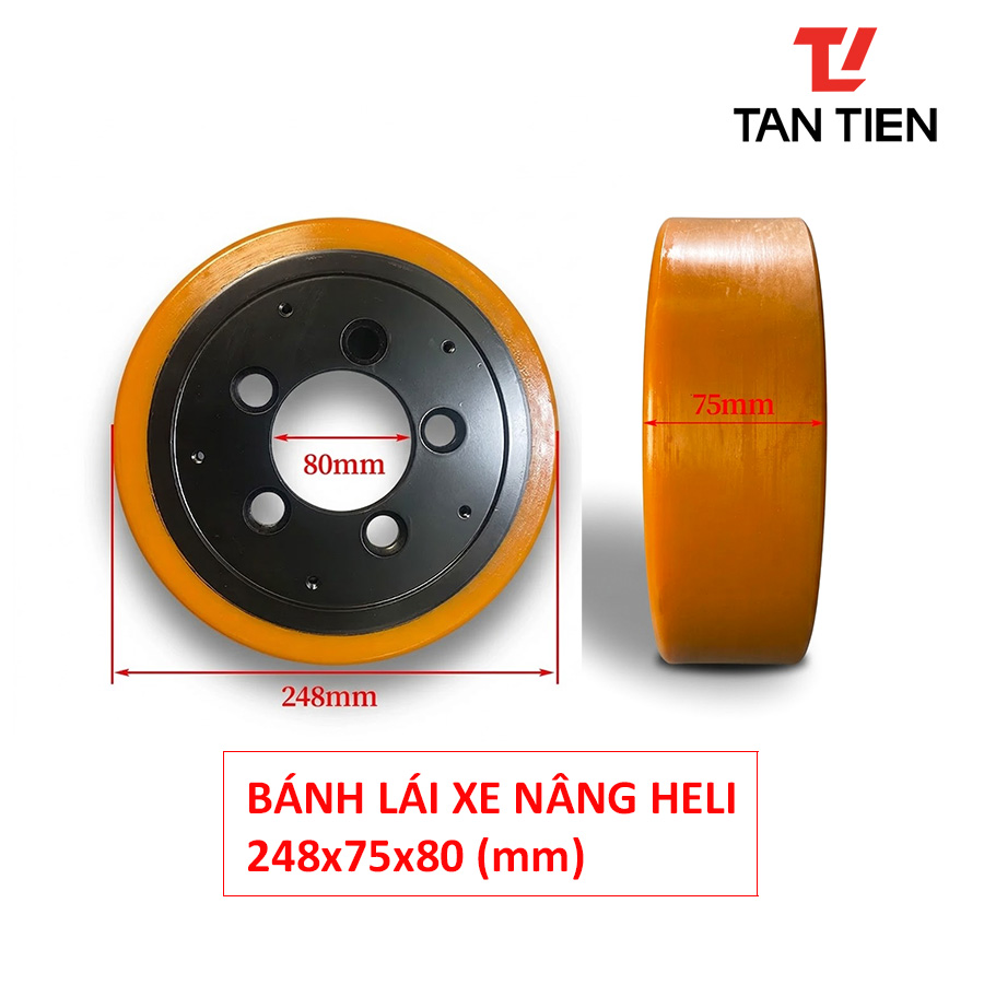 Bánh Pu xe nâng Heli 248x75